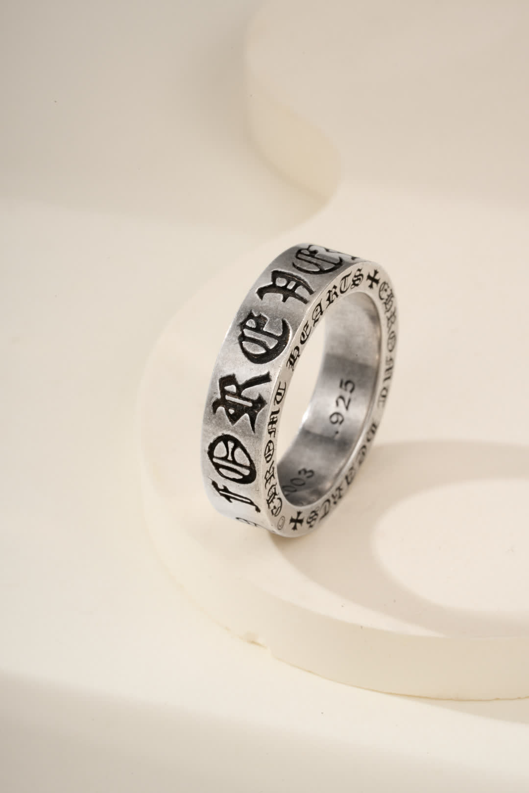 Chrome Hearts Silver Ring with 'GOD IS LOVE' Engraving